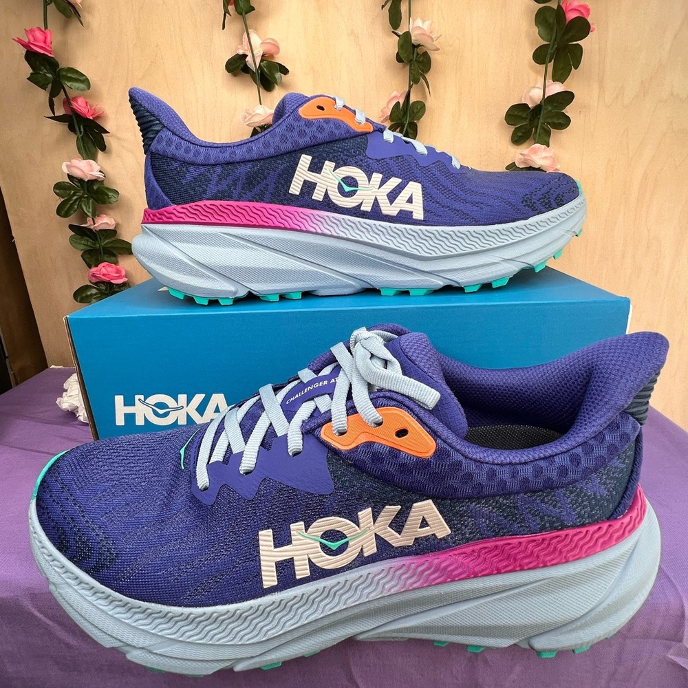 Hoka Challenger 7 Vibrant Purple and Pink 
Athletic sneakers
